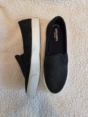 Sperry Black Suede Slip-On Sneakers Boat Shoes 8.5